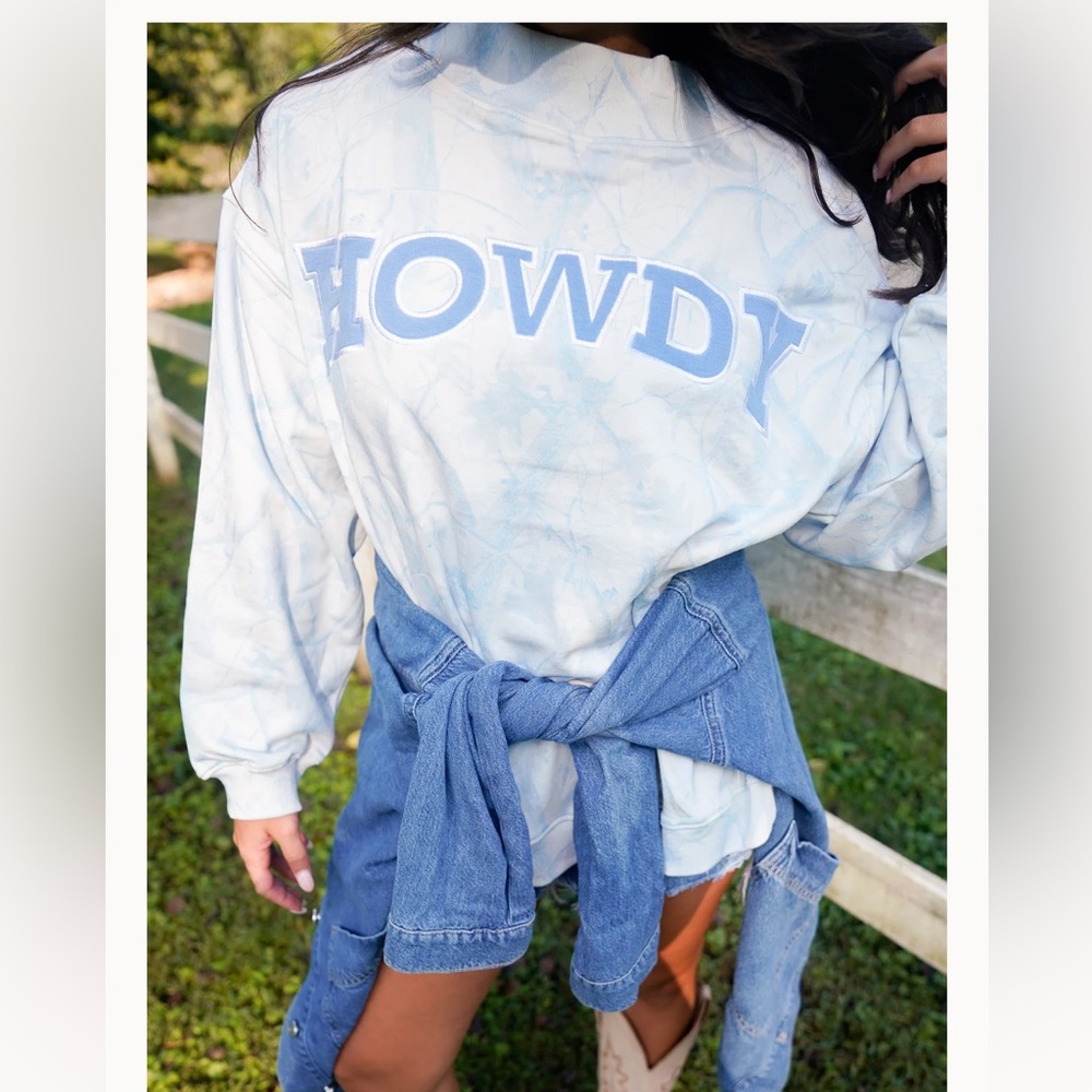 Light Blue Tie-Dye Sweatshirt Howdy Kenz kustoms
